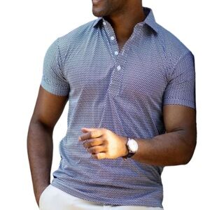 Collars & Co. Semi-Spread Collar Polo - Navy Gingham S